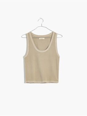 Classic Waffle Knit Tank Top in Beige